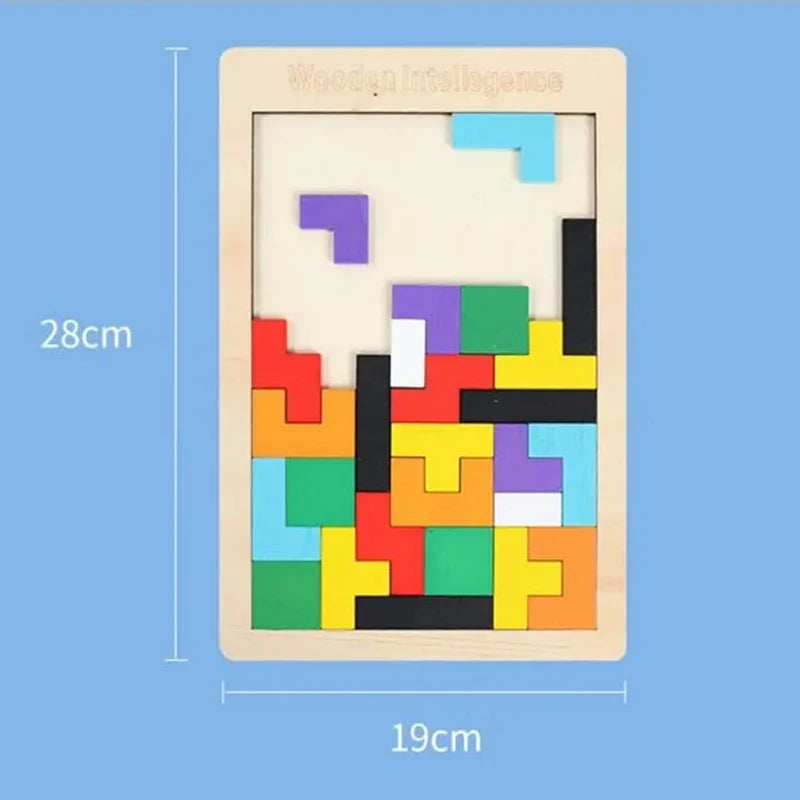 Colorful Wooden Tangram Puzzle Blocks